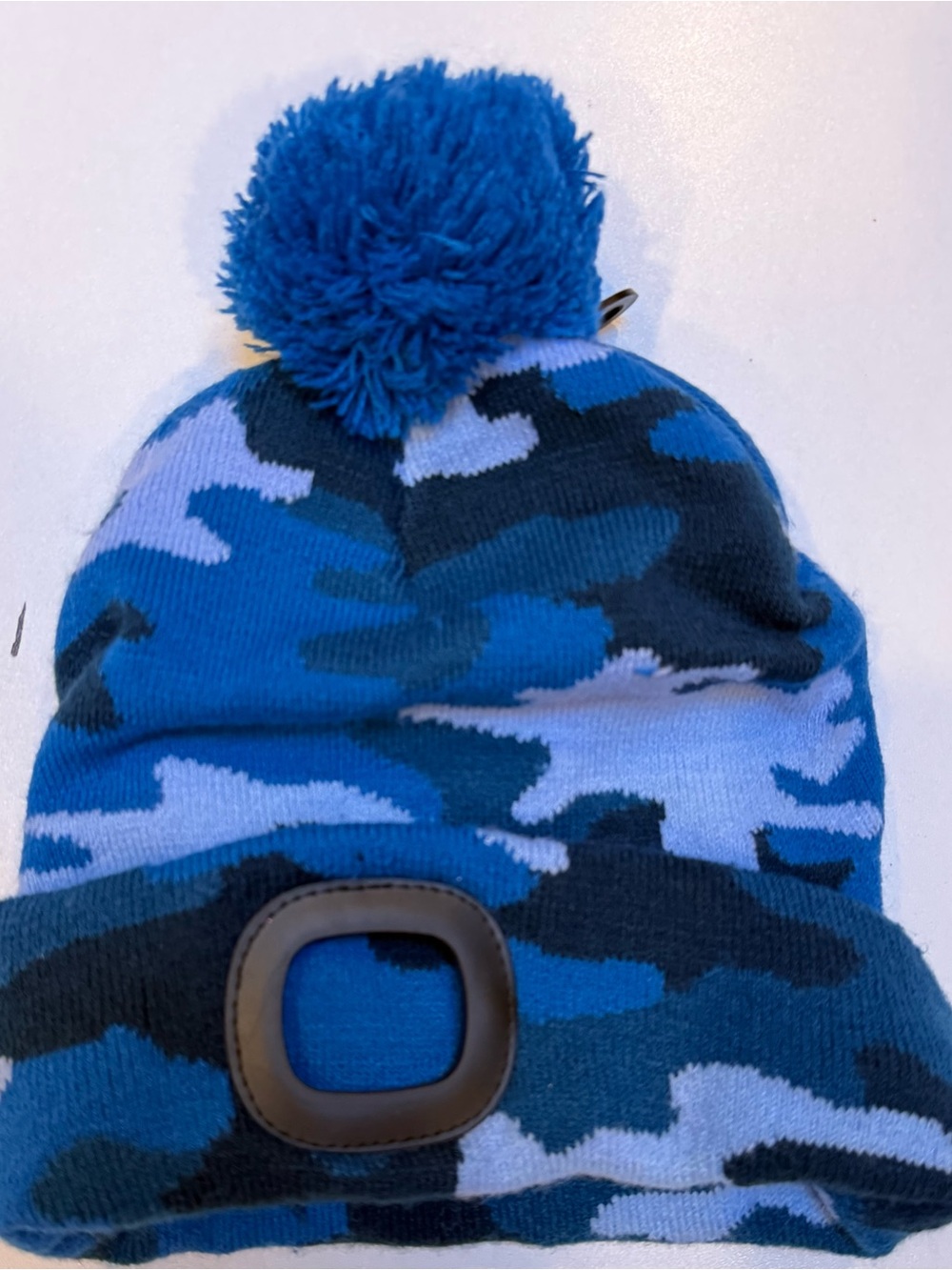 Blue Camo Pom Beanie Hat for Men